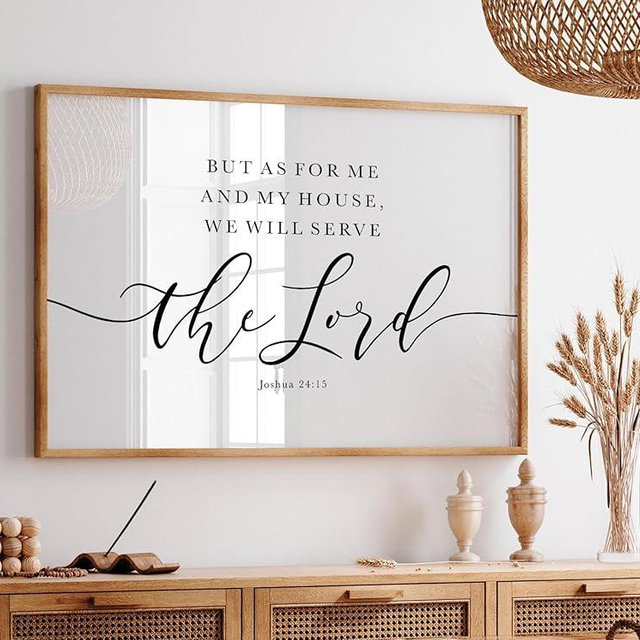Horizontal But As For Me And My House, We Will Serve The Lord, Joshua 24:15 Bible Verse Wall Art Farmhouse Christian Decor Scripture Quote Horizontal But As For Me And My House We Will Serve The Lord