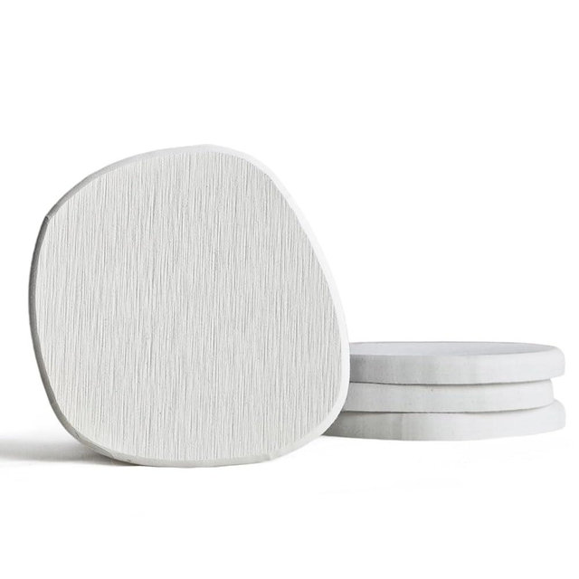 Diatomaceous Earth Coasters Set of 4 for Drinks, Moisture Water Absorbent Stone Coasters for Table Desk at Work, Water Absorbing Instant Drying Diatomite, Modern White
