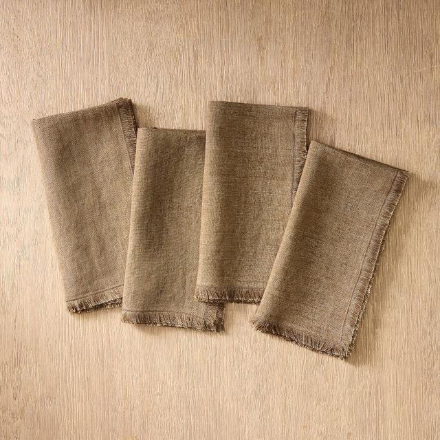 Frayed Edge Table Linens 20x20 Napkin,Cardamom, Set of 4