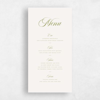 Marsh Green Wedding Menu - Ivoire