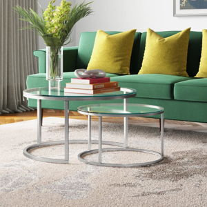 Emmitt Glass Top Nesting Coffee Table - Sliver