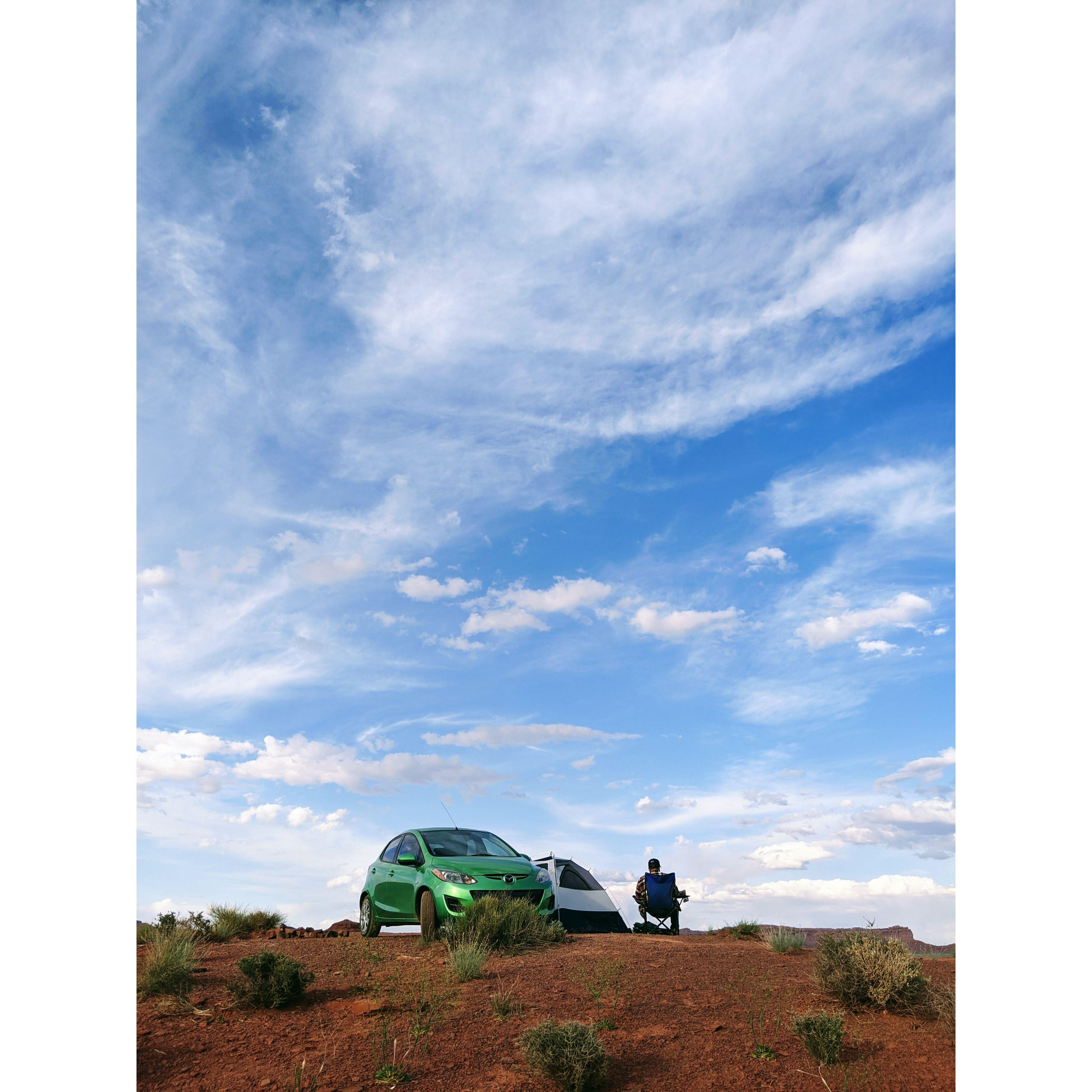 May 2020- An impromptu camping trip to the Valley of the Gods in Utah- they told everyone to isolate, so we went out to the middle of the desert! This is one of Jackie's favorite memories with Bryan.