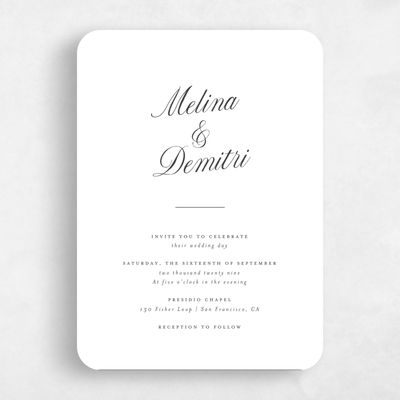 White Rounded Wedding Invitation - Mabel Classic