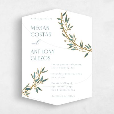 White Diamond Wedding Invitation - Stefana Portrait
