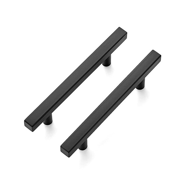 Ravinte 30 Pack 6'' Square Cabinet Pulls Matte Black Stainless Steel Kitchen Drawer Pulls Cabinet Handles 6”Length, 3-3/4” Hole Center