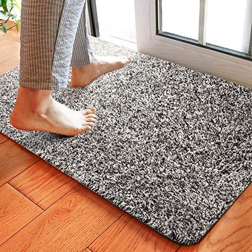 Delxo 18"x30" Magic Doormat Absorbs Mud Doormat No Odor Durable Anti-Slip Rubber Back Low-Profile Entrance Door Mat Large Cotton Shoe Scraper Pet Mat Machine Washable (Grey)