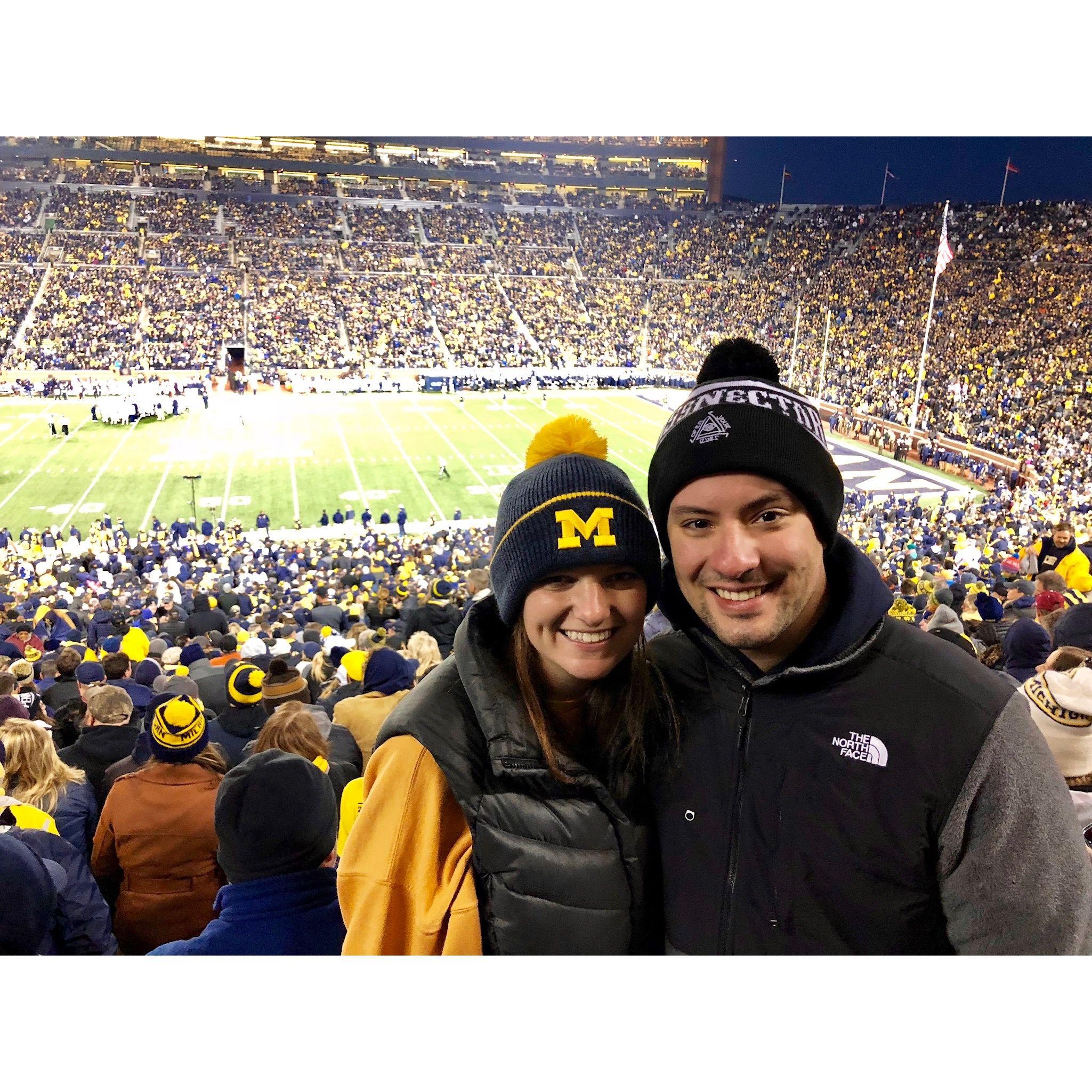 November 2018: Jordanna starts trying to get Devin to like football. Now Devin is transitioning from a Michigan boyfriend to a Michigan husband