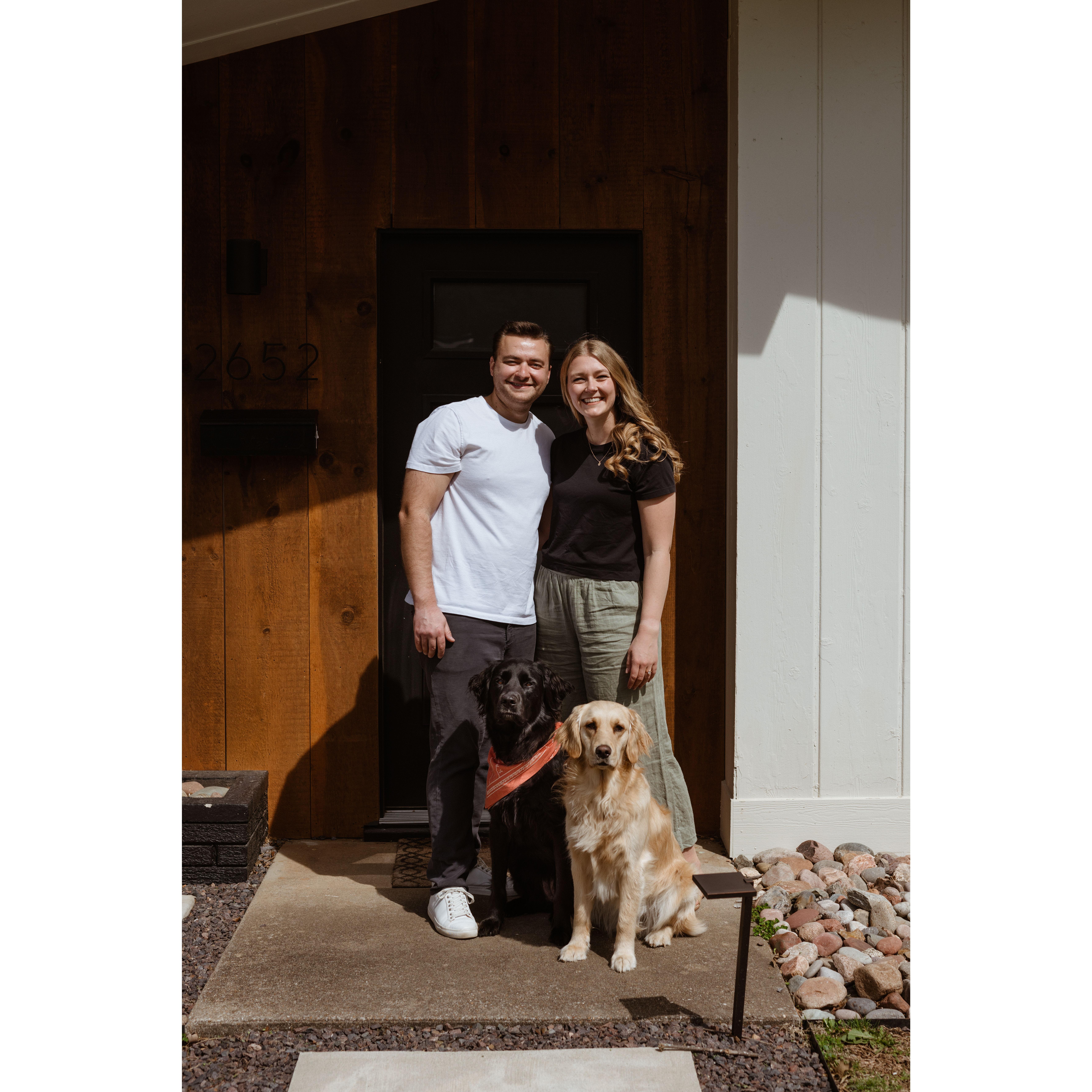 Engagement photo practice round/In home session in Springfield so our dogs could be there