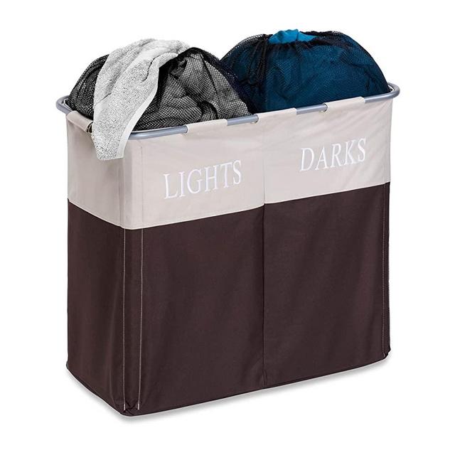 Honey-Can-Do HMP-01403 Dual Compartment Lights and Darks Hamper