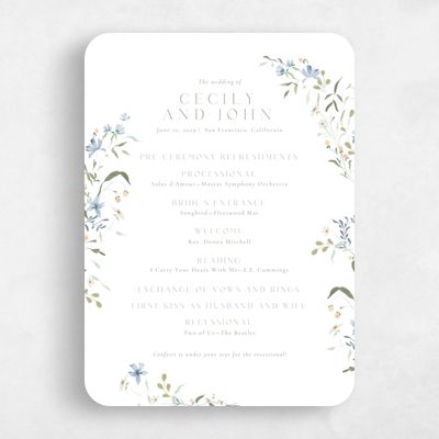 Blue Rounded Wedding Program - Tansy