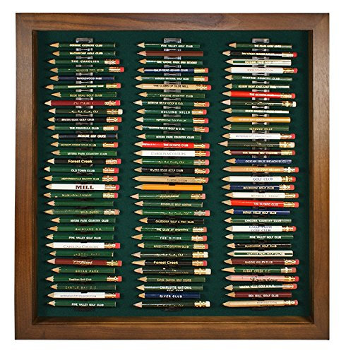 Eureka Golf Pencil Display Case with Acrylic Cover | Holds 96 Round or Hexagonal Pencils | Walnut Finish | USA Made