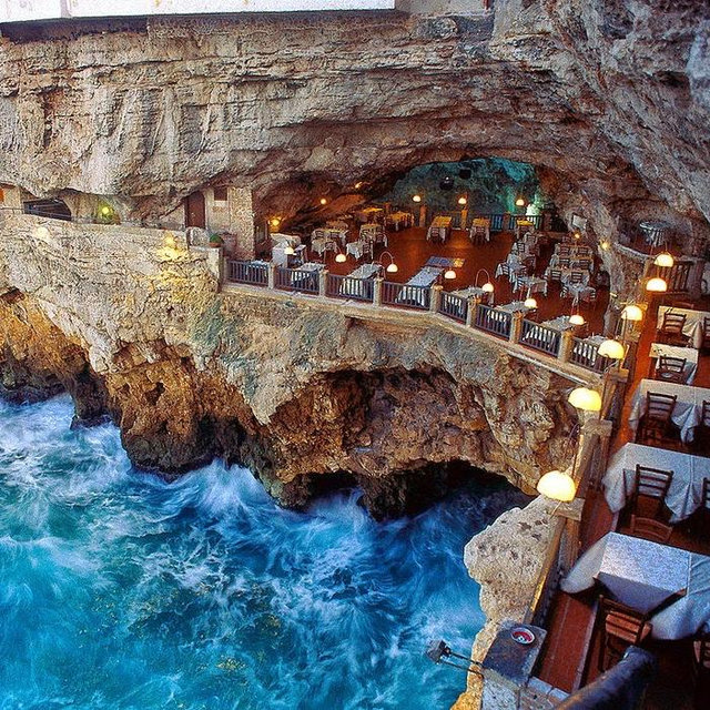 Dinner at Grotta Palazzese in Puglia
