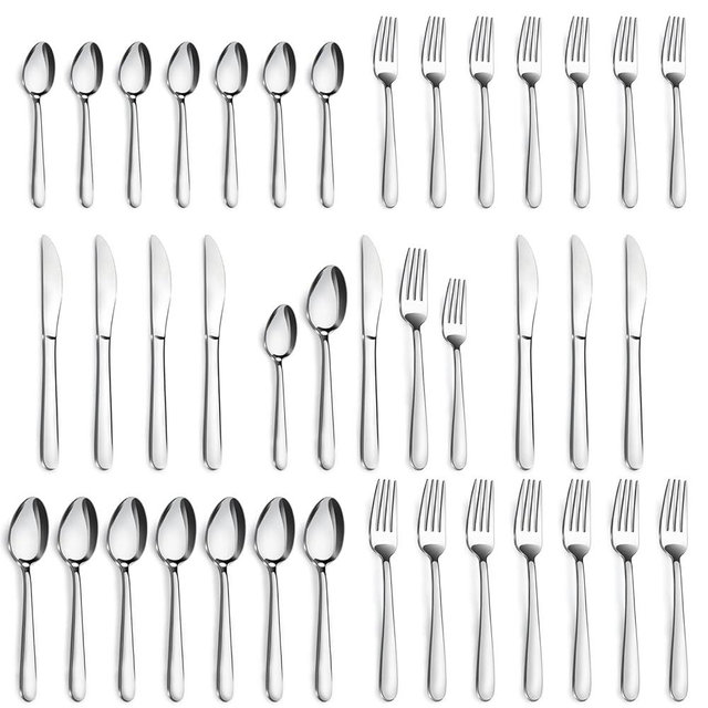 Pleafind 40-Pcs Silverware Set for 8, Premium Stainless Steel Flatware Set, Include Forks Spoons and Knives Set, Mirror Polished Cutlery Utensil Set for Home Restaurant, Dishwasher Safe