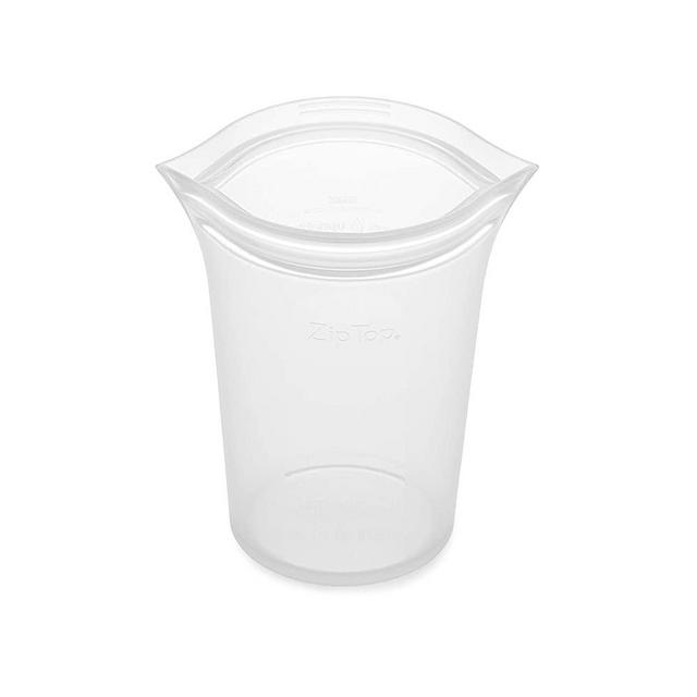 Zip Top Reusable 100% Platinum Silicone Container, Made in the USA - Large Cup - Frost
