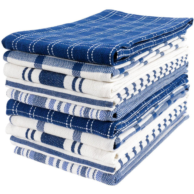 KAF Home Assorted Flat Kitchen Towels | Set of 10 Dish Towels, 100% Cotton - 18 x 28 inches | Ultra Absorbent Soft Kitchen Tea Towels