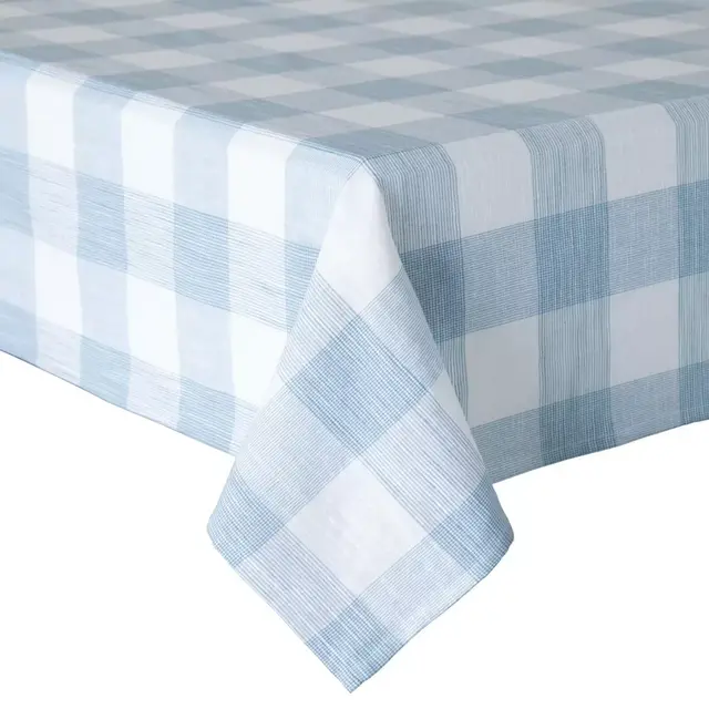 Bee & Willow™ Textured Check 60-Inch x 120-Inch Oblong Tablecloth in Light Blue