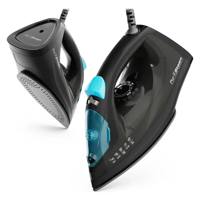 PurSteam Professional 1250W Steam Iron | Powerful Steamer with Burst of Steam & Spray | Non-Stick Soleplate, Easy Temperature Control & Auto Shut-Off