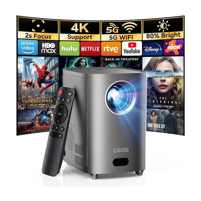 Projector with WiFi and Bluetooth, Native 1080P Outdoor Projector with Carry Bag, Portable Movie Projector with Zoom Function, 4K Supported Home Theater Projector UP to 300" for Phone/TV Stick/PC