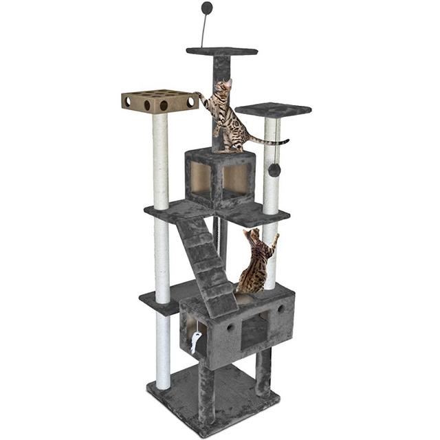 Furhaven Pet Cat Tree | Tiger Tough Cat Tree House Condo Perch Entertainment Playground Furniture for Cats & Kittens - Available in Multiple Colors & Styles