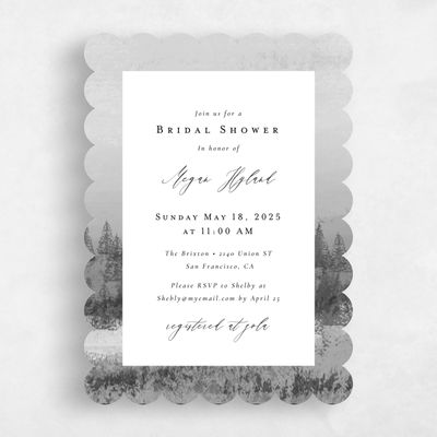 Grey Scalloped Wedding Wedding Shower Invitation - Rockford Portrait