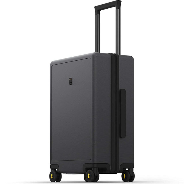 LEVEL8 Carry-On Luggage, 20” Hardshell Suitcase, Lightweight PC Textured Hardside Spinner Trolley for Luggage, TSA Approved Cabin Luggage with 8 Spinner Wheels, Dark Grey, 20-Inch Carry-On