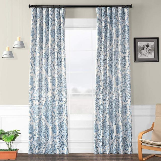 HPD Half Price Drapes Printed Room Darkening Curtains for Bedroom, Living Room 50 X 96 (1 Panel), BOCH-KC16072-96, Tea Time China Blue