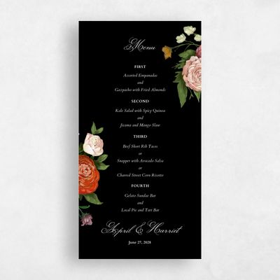 Black Wedding Menu - Eleganza