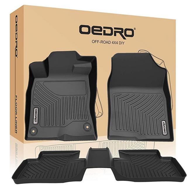 OEDRO Floor Mats Compatible for 2016-2021 Honda Civic Sedan / Civic Hatchback / Civic Type R, Unique Black TPE All-Weather Guard Includes 1st and 2nd Row: Front, Rear, Full Set Liners