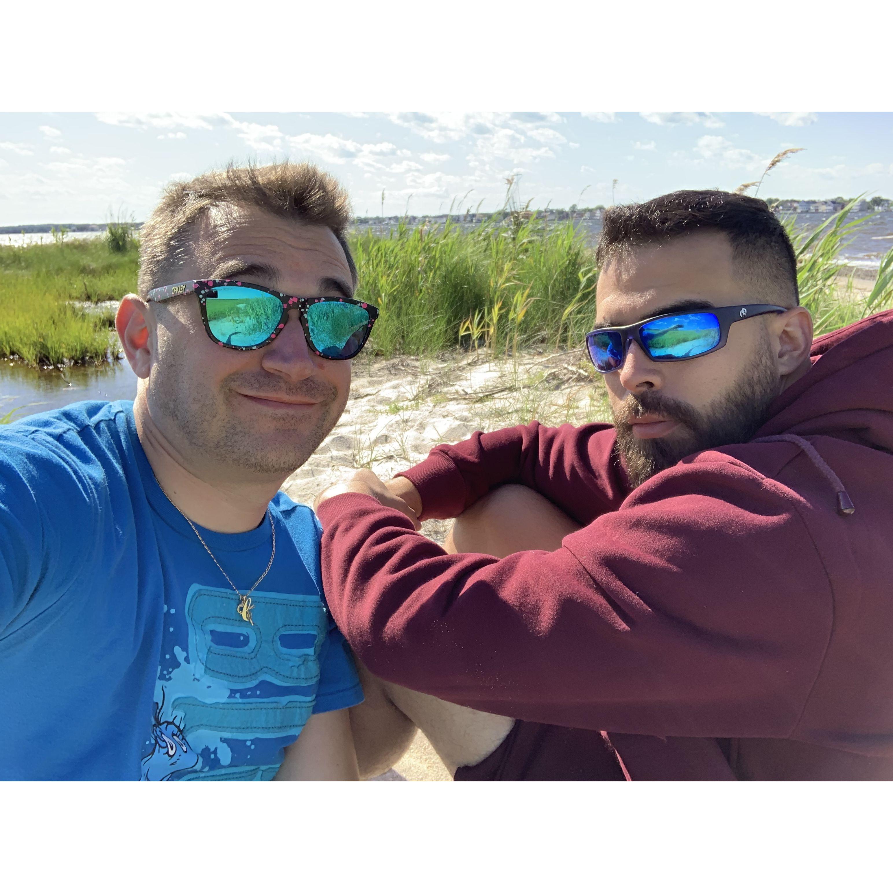 On the beach at Cattus Island
