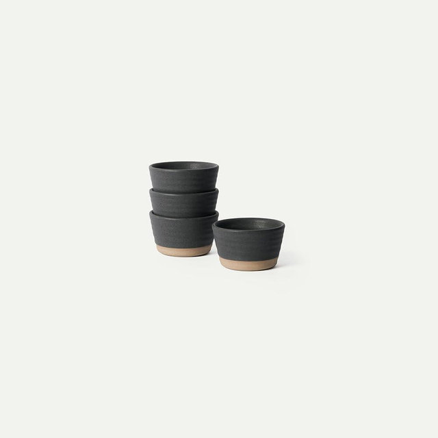 Mora Micro Ramekins Set of 4, 6oz Ceramic Pottery Baking Dishes - Microwave, Oven and Dishwasher Safe - Liquorice