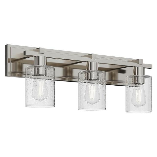 Espird Bathroom Vanity Light, 3 Light Brushed Nickel Bathroom Light Fixture with Thickened Seeded Glass Shade, 24 inch Modern Vanity Lights, Bathroom Lights Over Mirror for Bathroom