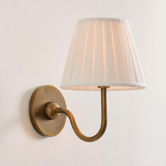 Baylor Pleated Shade 10" Sconce, Tumbled Brass