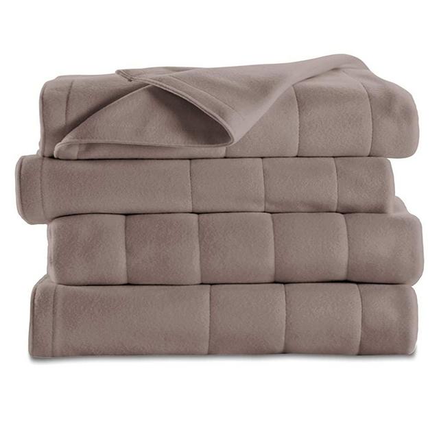 Sunbeam Heated Blanket | 10 Heat Settings, Quilted Fleece, Mushroom, King - BSF9GKS-R772-13A00