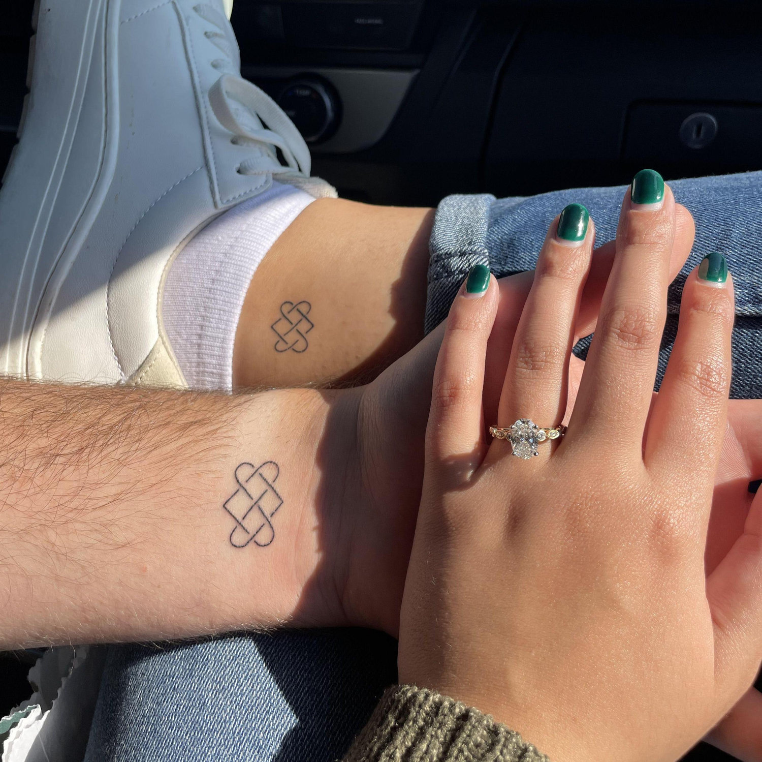 Conor and Ale got matching tattoos while in Ireland. The tattoo is of the Irish love knot, a traditional Irish symbol of love, eternity, and unity. Conor and Ale saw a love knot in Sligo Abbey.