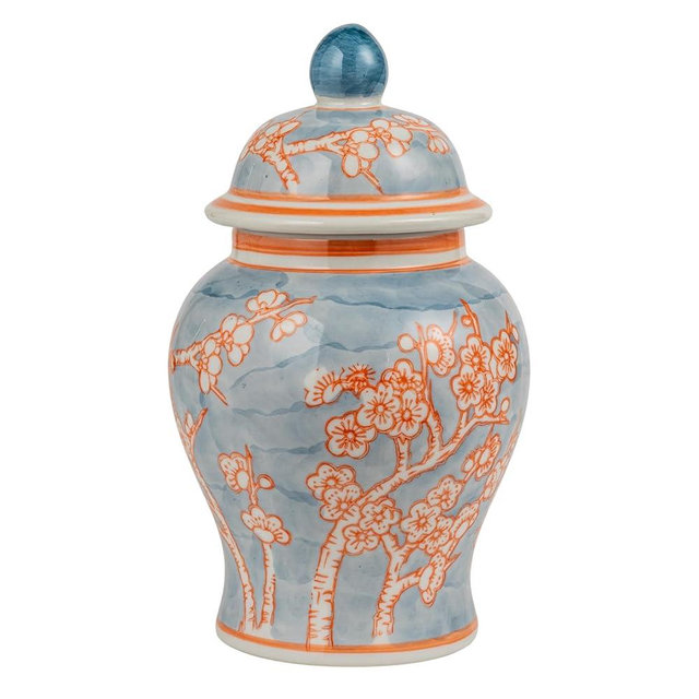 Creative Co-Op Decorative Ceramic Ginger Jar with Domed Lid, Light Blue