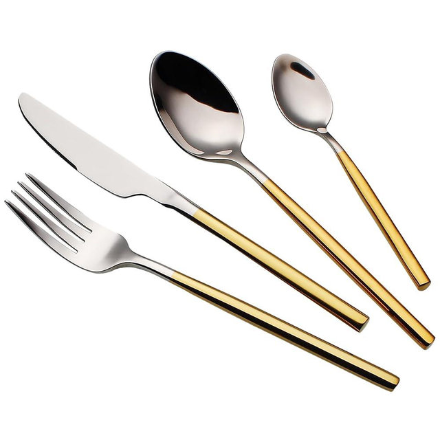 CHAAMFORGE 24 Piece Silverware Set For 6 Gold Handle Heavy duty 18/10 Stainless Steel Flatware Set Modern Design Knife/Fork/Spoon Mirror Polished Dishwasher Safe Cutlery Set with Gifts