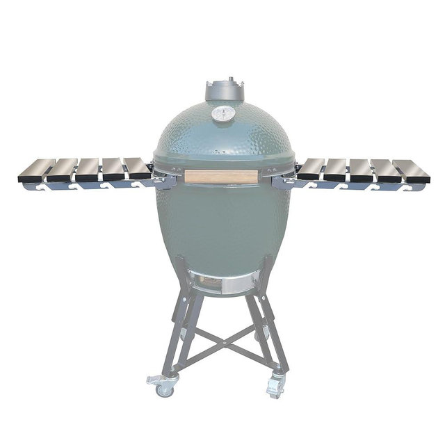 Quantfire Stainless Steel Folding Side Shelves, Pair of 2, Fit for Large Big Green Egg Grill, 50% More Cooking Area Foldable Grill Table Accessories with Hardware