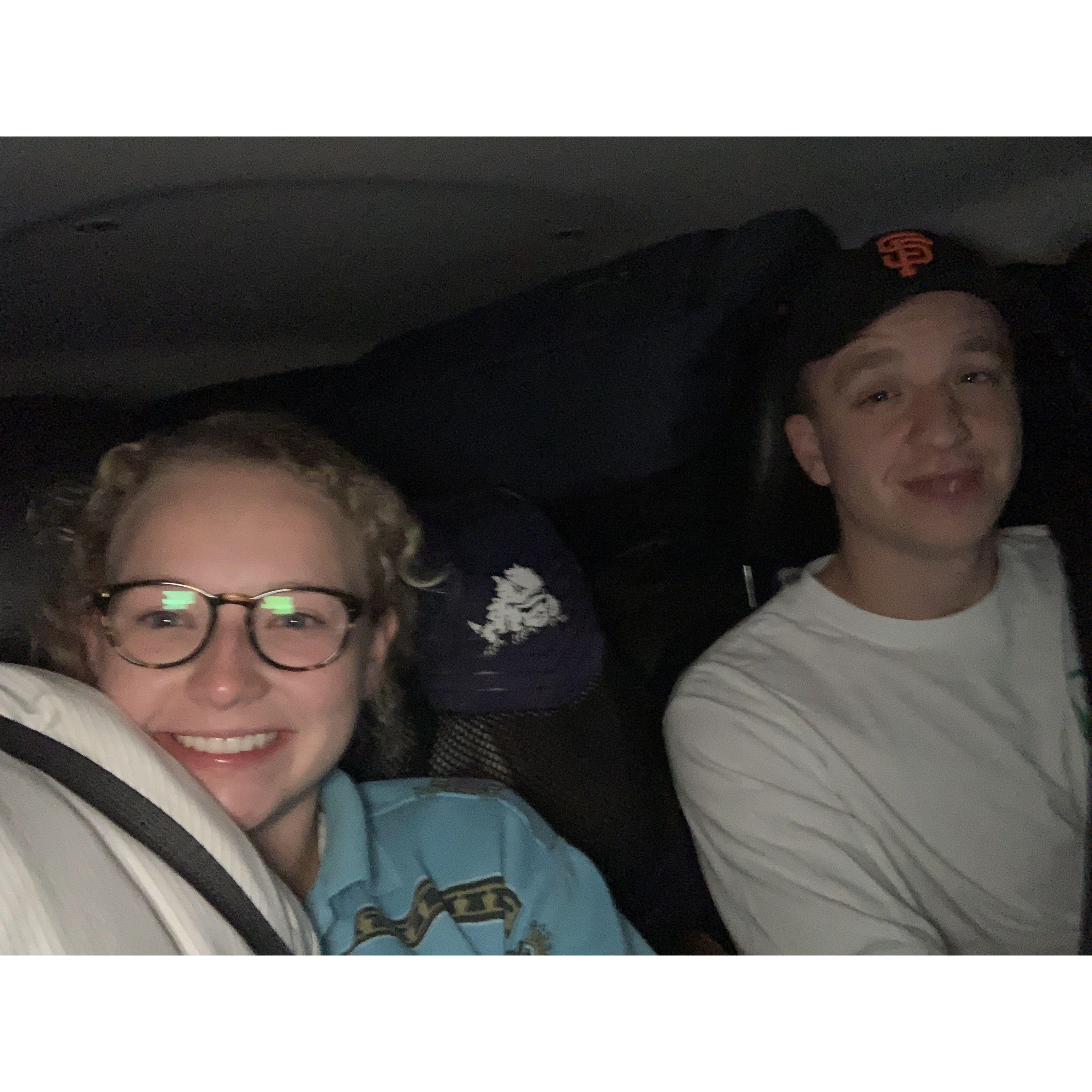 Skyler driving Courtney in her move from Austin, Texas to Tahoe, California
