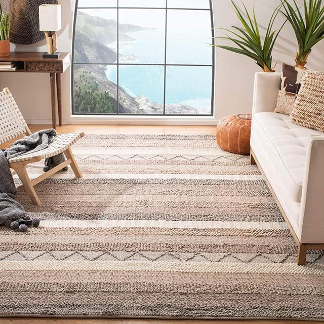 Safavieh Natura Collection NAT101A Hand-woven Wool & Cotton Area Rug, 4' x 6', Beige