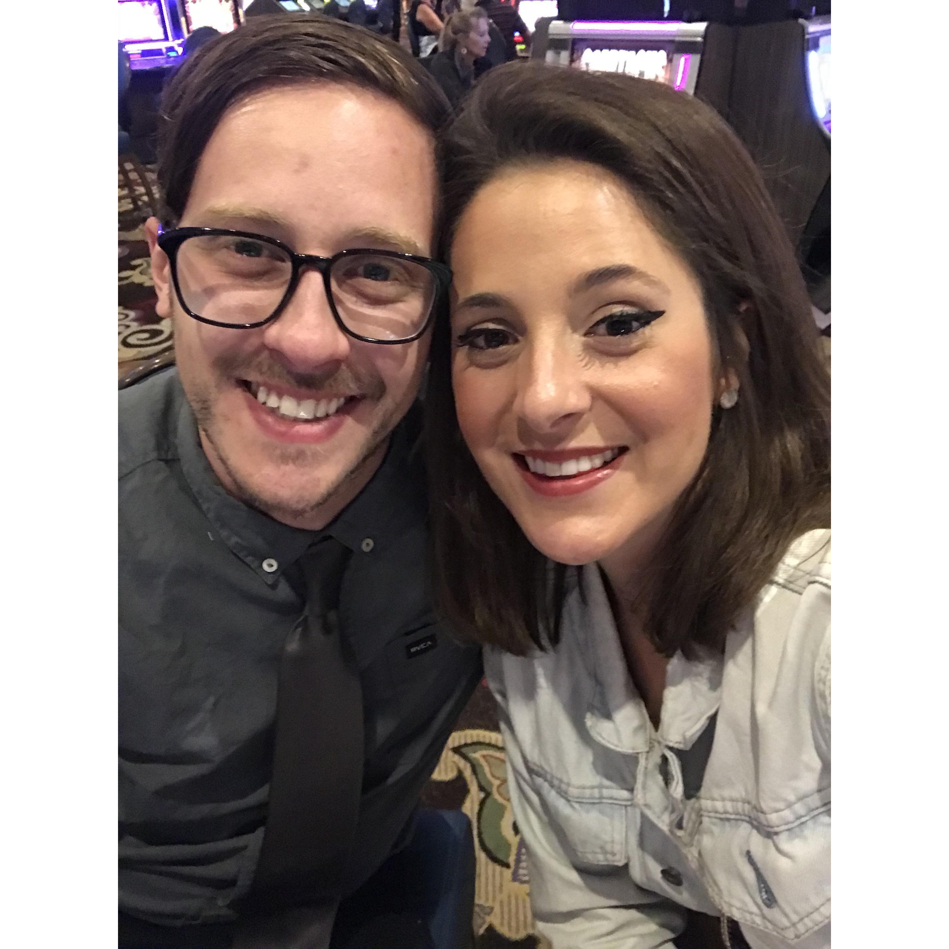 After going to Miami for Caroline's birthday, we went to Vegas for Cameron's the following month. This pic was around the same time that we won $150 off a $10 bill in a slot machine.