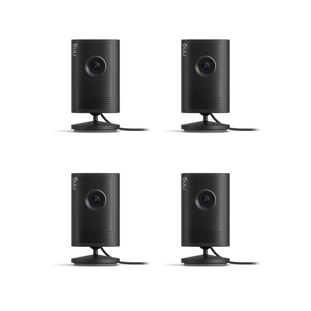 Ring Indoor Cam Plus (newest model), Home or business security, Retinal 2K for crisp, true-to-life video quality, 4x Enhanced Zoom, Low-Light Sight, 4-pack, Black