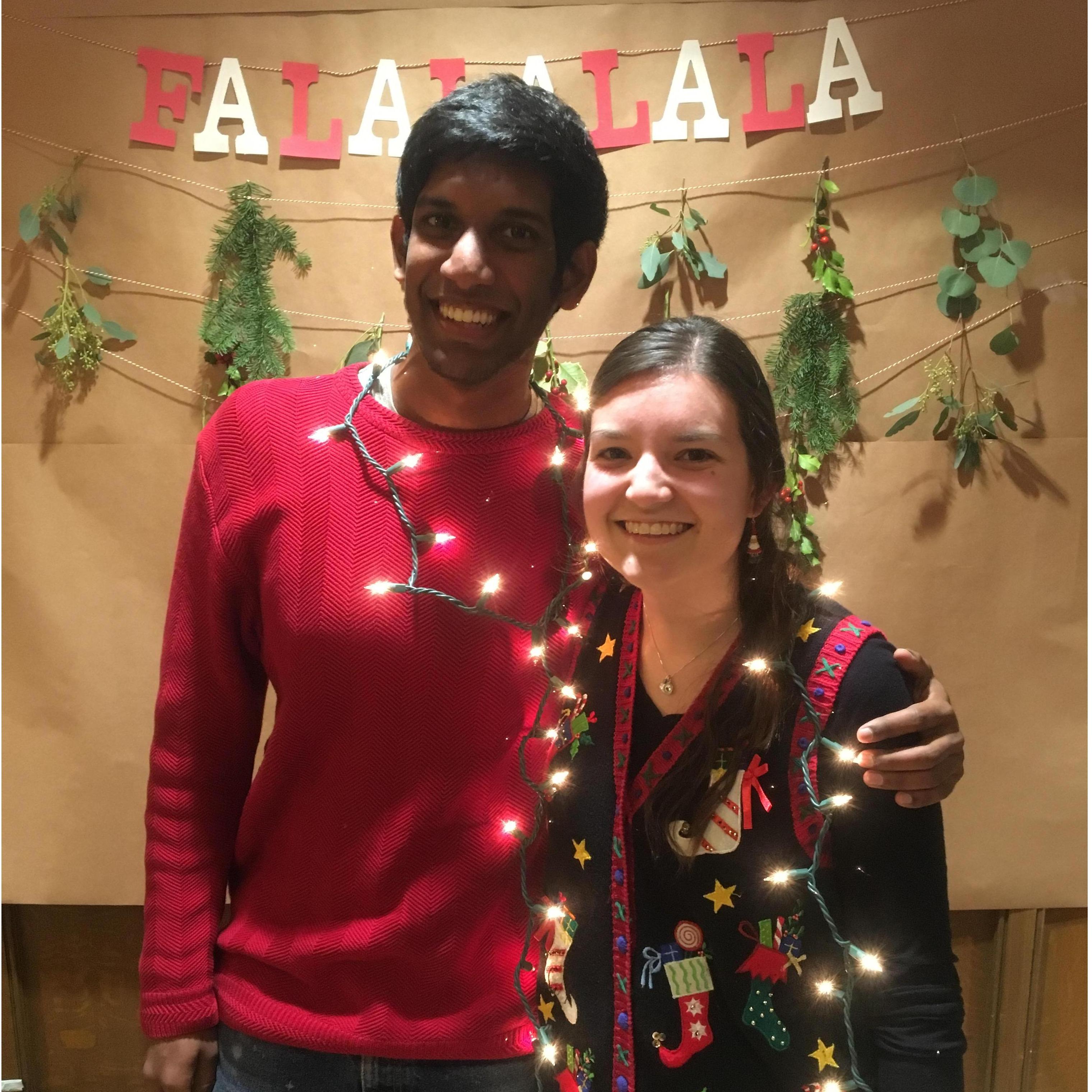 First picture together as a couple, a year and a half after that date party! This is at the Christmas party for Navs, the campus ministry we were in during college.