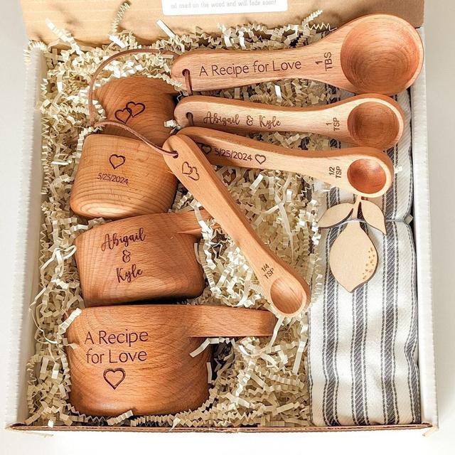 Measuring cups, Engagement gift box for couple, Bridal shower gift basket, Wedding gift for couple,