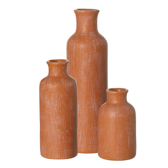 Sullivans Terracota Matte Ceramic Vase Set, Vases for Modern Home Decor, Vases for Your Kitchen, Bedroom, Office, Living Room, Bathroom, & Shelf Centerpiece Table Decorations