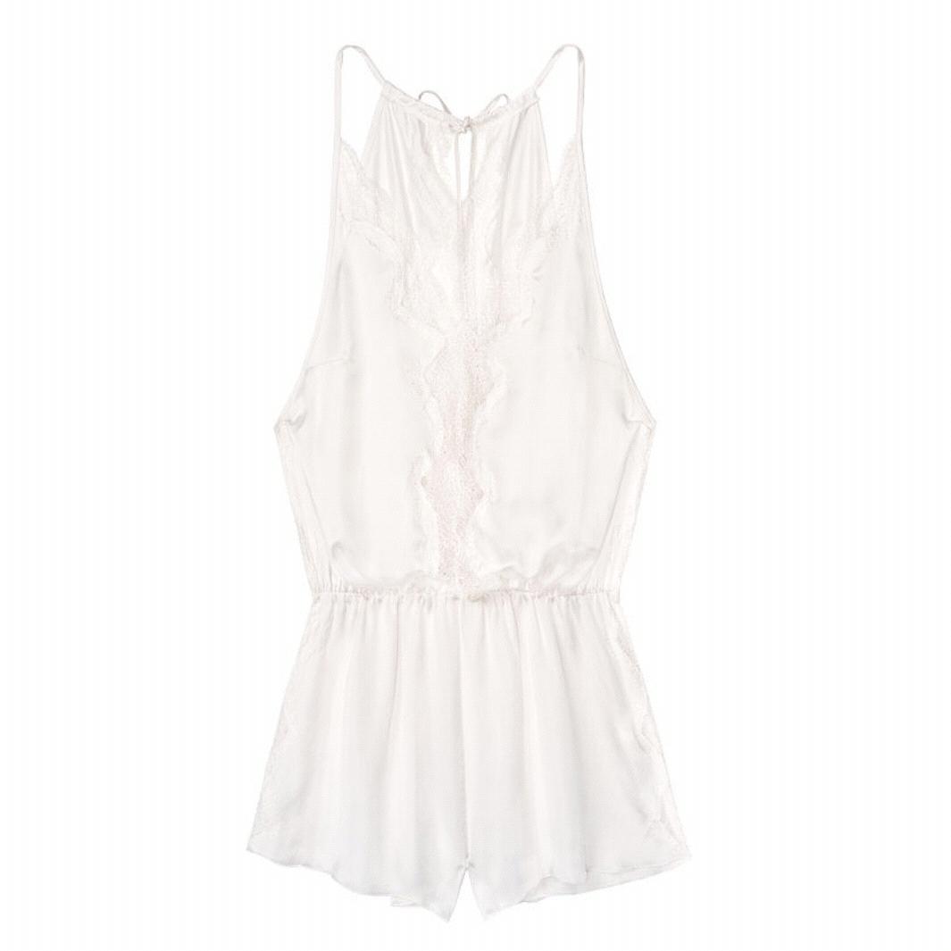 Satin Lace Trim Romper Victoria’s Secret