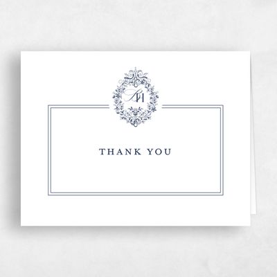 White Monogram Wedding Thank You - Lockwood Landscape
