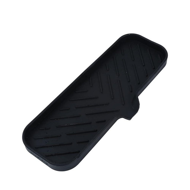 MicoYang Silicone Bathroom Soap Dishes with Drain Spout-Bathroom and Kitchen Sink Organizer,Sponge Holder,Dish Soap Tray,Perfect for Dispenser,Scrubber,Bottle,Cup on Sink or Counter-Black 12"×4"