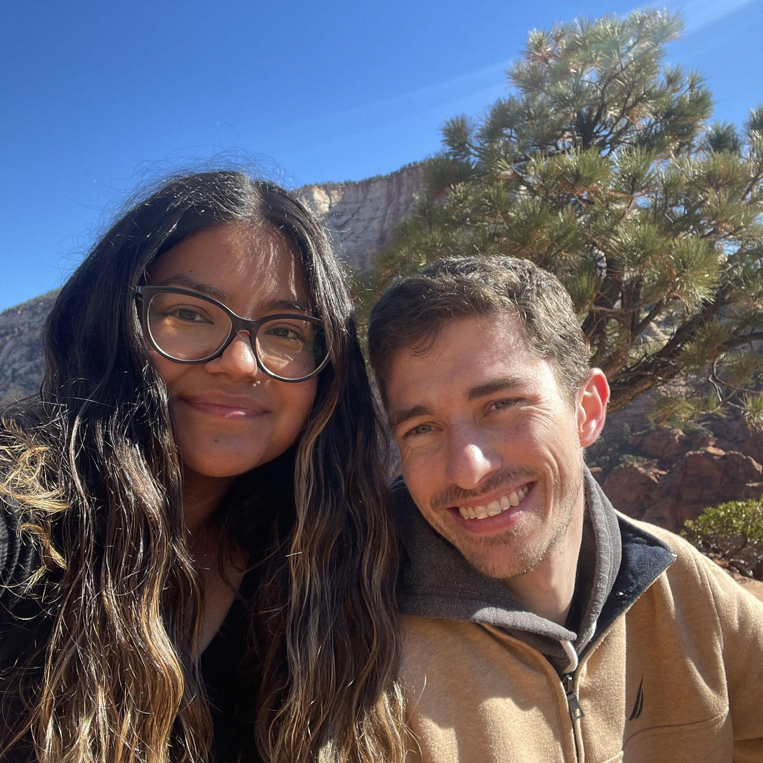A picture while we rested as we trekked Angels Landing in Zion National Park