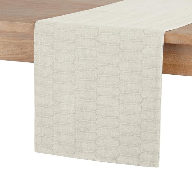 Martha Stewart Honeycomb Modern Farmhouse Reversible Table Runner, Natural, 15"x72"