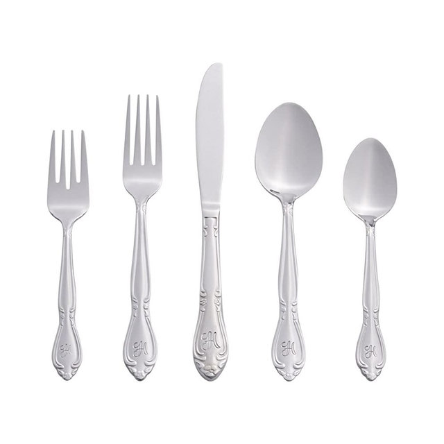 RiverRidge Home Rose Monogrammed Flatware Set, 46 Piece, H